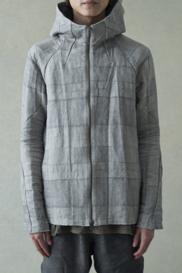DEVOA 24 spring and summer zipper hooded jacket FJE-WLAF white gray